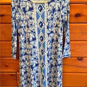 Lilly Pulitzer Blue and White Long-Sleeve Tunic Dress